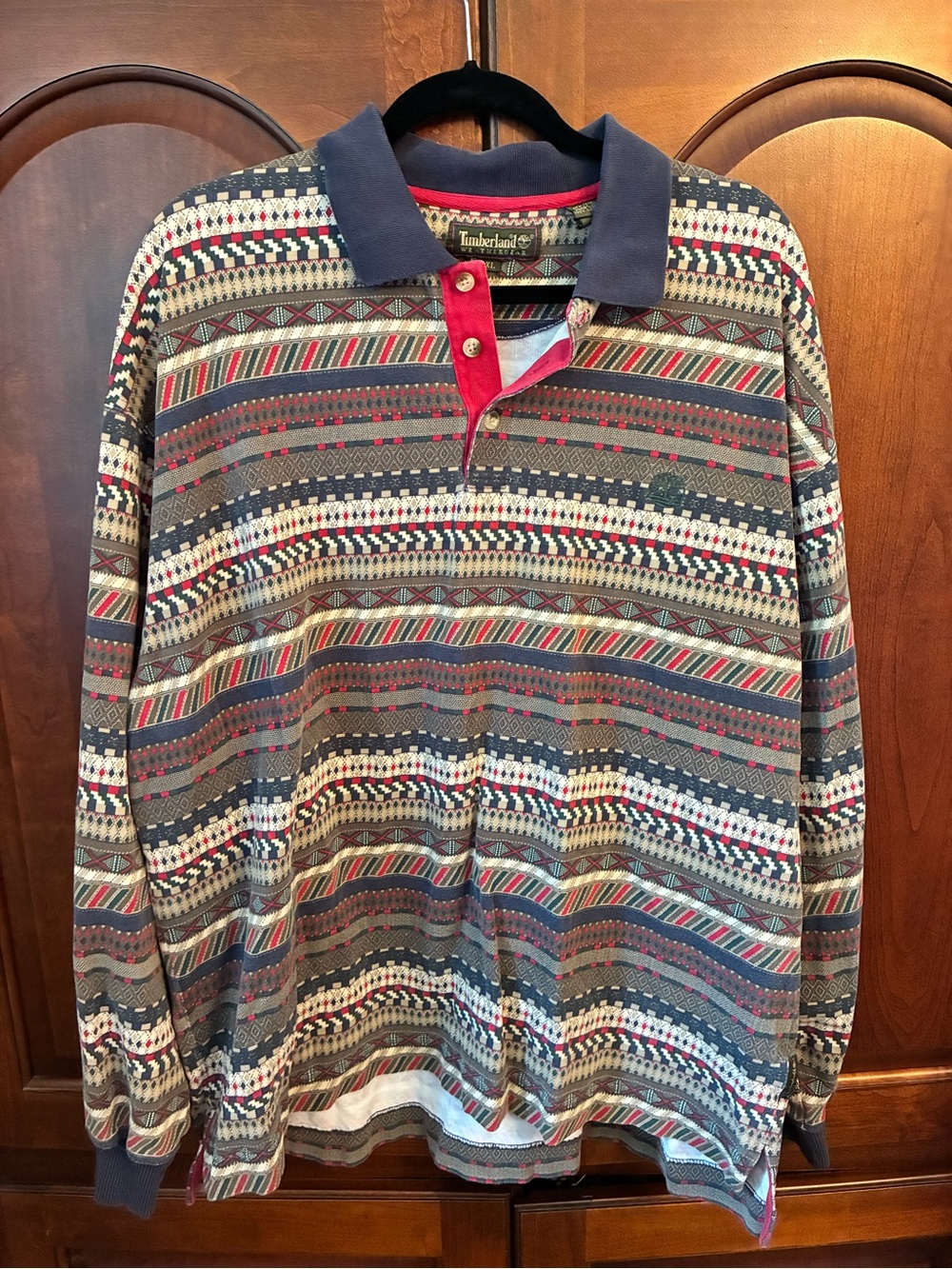 Timberland Fair Isle Rugby Polo in Navy, Red, Cream